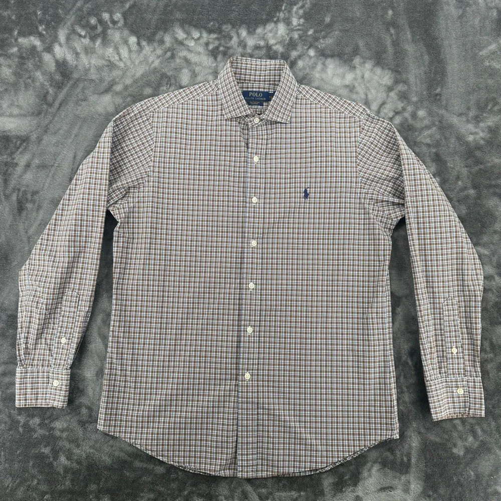 Polo Ralph Lauren Mens Medium Plaid Cotton Stretch Button Down Shirt